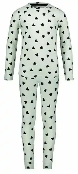 HEMA HEMA Kinderpyjama Hartjes Micro Lichtblauw (lichtblauw) aanbieding