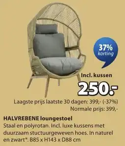 Jysk Halvrebene loungestoel aanbieding