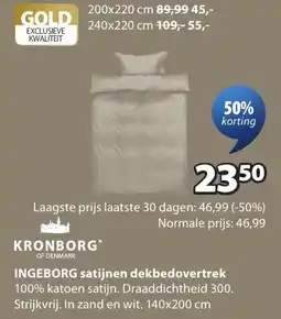 Jysk Ingeborg Satijnen Dekbedovertrek aanbieding