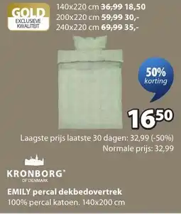Jysk Emily Percal Dekbedovertrek aanbieding