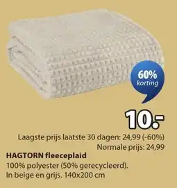 Jysk Hagtorn fleeceplaid aanbieding