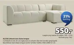 Jysk Allese Zitbank met Chaise Longue aanbieding