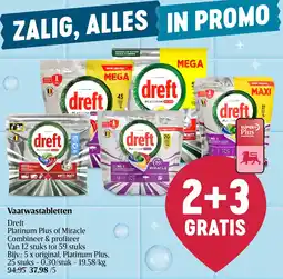 Delhaize Dreft Platinum Plus of Miracle Vaatwastabletten aanbieding