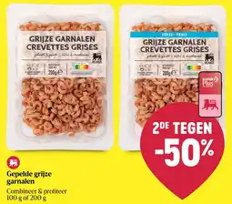 Delhaize Gepelde grijze garnalen aanbieding