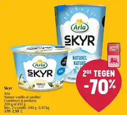 Delhaize Arla Skyr Natuur, vanille of aardbei aanbieding