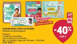 Delhaize Pampers Luierbroekjes, luiers of doekjes aanbieding