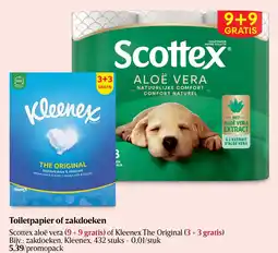 Delhaize Toiletpapier of zakdoeken Scottex aloe vera of kleenex The Original aanbieding