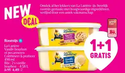 Delhaize La Laitière Vanille bourbon of pecannoten Roomijs aanbieding