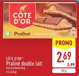 ALDI Côte d'or Praliné double lait aanbieding