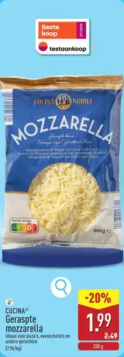 ALDI CUCINA Geraspte mozzarella aanbieding