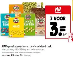 Jumbo HAK gemaksgroenten en peulvruchten in zak aanbieding