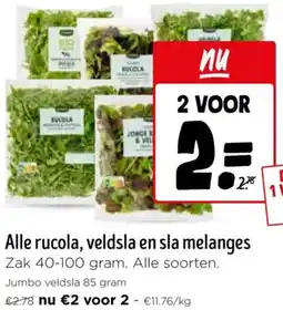Jumbo Alle rucola, veldsla en sla melanges aanbieding