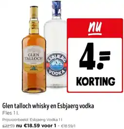 Jumbo Glen talloch whisky en Esbjaerg vodka aanbieding