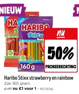 Jumbo Haribo Stixx strawberry en rainbow aanbieding
