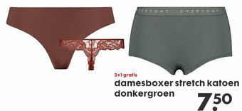 HEMA Damesboxer Stretch Katoen Donkergroen aanbieding