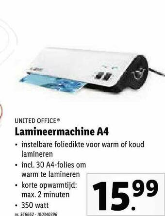 Lidl Lamineermachine A4 aanbieding