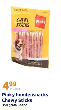 Action Pinky hondensnacks Chewy Sticks aanbieding