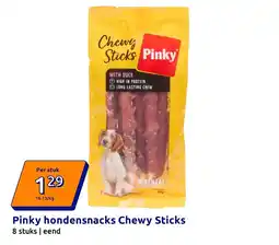 Action Pinky hondensnacks Chewy Sticks aanbieding