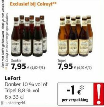 Colruyt Lefort donker of tripel aanbieding