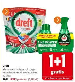 Colruyt Dreft alle vaatwastabletten of sprays aanbieding