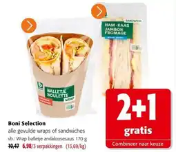 Colruyt Boni Selection alle gevulde wraps of sandwiches aanbieding