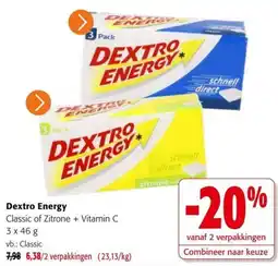 Colruyt Dextro Energy Classic of Zitrone + Vitamin C aanbieding