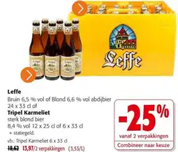 Colruyt Leffe Bruin of Blond abdijbier of Tripel Karmeliet sterk blond bier aanbieding