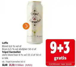 Colruyt Leffe Blond of Bruin vol abdijbier of Tripel Karmeliet sterk blond bier aanbieding