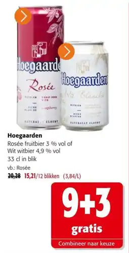 Colruyt Hoegaarden Rosée fruitbier 3 % vol of Wit witbier 4,9 % vol aanbieding