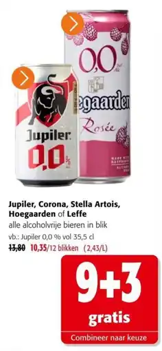 Colruyt Jupiler, Corona, Stella Artois, Hoegaarden of Leffe alle alcoholvrije bieren aanbieding