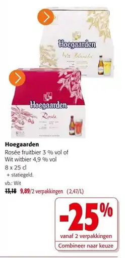 Colruyt Hoegaarden Rosée fruitbier 3 % vol of Wit witbier 4,9 % vol aanbieding