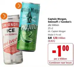 Colruyt Captain Morgan, Smirnoff of Gordon's alle blikken aanbieding