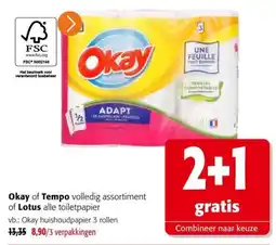 Colruyt Okay of Tempo volledig assortiment of Lotus alle toiletpapier aanbieding