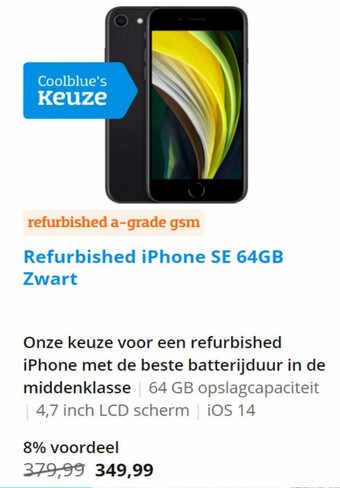 Refurbished iPhone SE 64GB Zwart