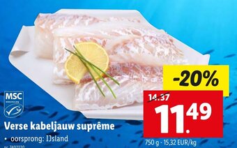 Lidl Verse kabeljauw supreme aanbieding