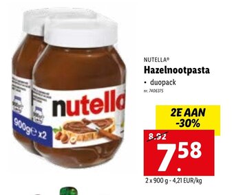 Lidl Nutella Hazelnootpasta aanbieding