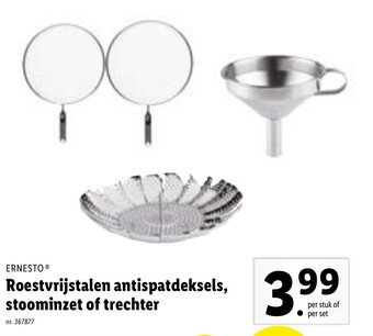 Lidl Roestvrijstalen antispatdeksels, stoominzet of trechter aanbieding