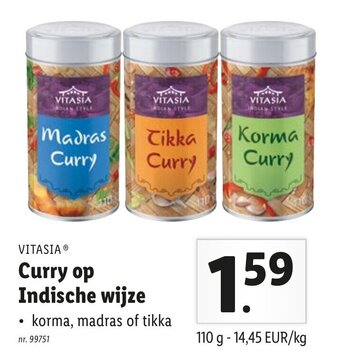 Lidl Curry op Indische wijze 100g aanbieding