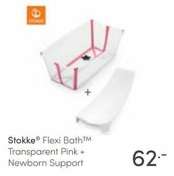 Baby & Tiener Stokke flexi bath transparent pink + newborn support aanbieding