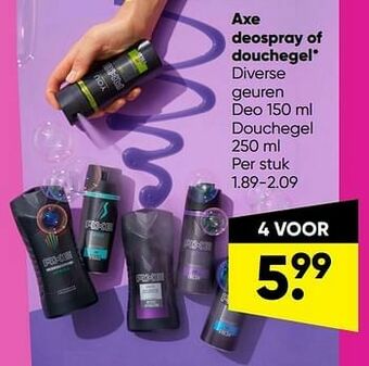 Axe deospray of douchegel