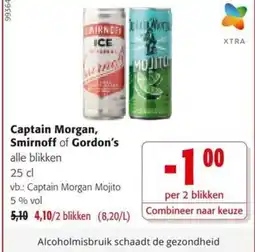 Colruyt Captain Morgan, Smirnoff of Gordon's aanbieding