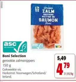 Colruyt Boni Selection gerookte zalmsnippers aanbieding