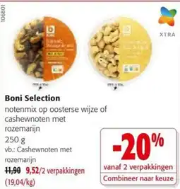 Colruyt Boni Selection notenmix op oosterse wijze of cashewnoten met rozemarijn aanbieding