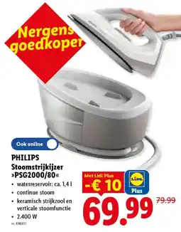 Lidl Philips Stoomstrijkijzer >>PSG2000/80<< aanbieding