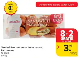 Carrefour Market La Lorraine Sandwiches met verse boter natuur aanbieding