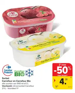 Carrefour Market Sorbet Carrefour en Carrefour Bio aanbieding