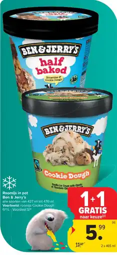 Carrefour Market Ben & Jerry's Roomijs in pot aanbieding
