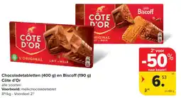 Carrefour Market Côte d'Or Chocoladetabletten en Biscoff aanbieding