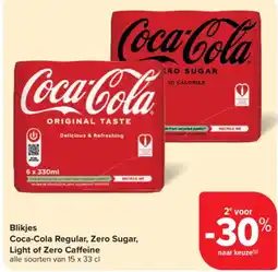 Carrefour Market Coca-Cola Regular, Zero Sugar, Light of Zero Caffeine Blikjes aanbieding