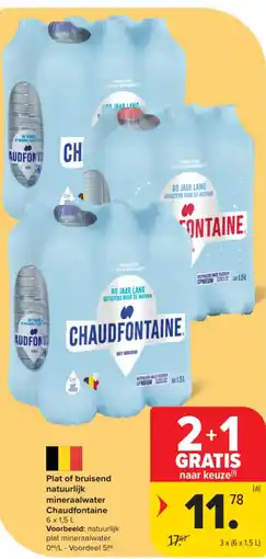 Carrefour Market Chaudfontaine Plat of bruisend natuurlijk mineraalwater aanbieding